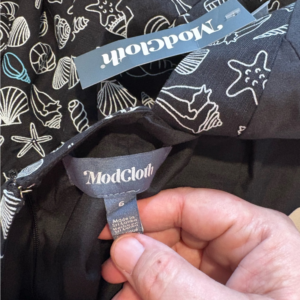 ModCloth Black Nautical Shell Print Midi Dress - Picture 10 of 12